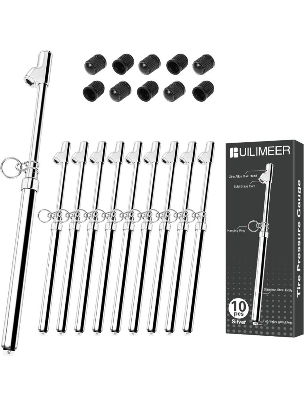 10-Pack Dual Head Tire Pressure Gauges, Accurate 10-150 PSI for Easy Monitoring